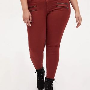 Torrid Multi Zip Jegging Super Soft Brick Red Size 18R